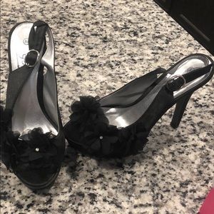 Black peep toe heels